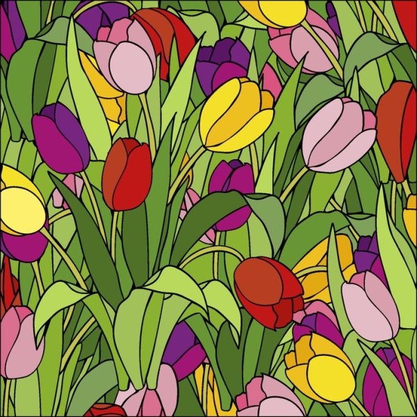 Витраж тюльпаны