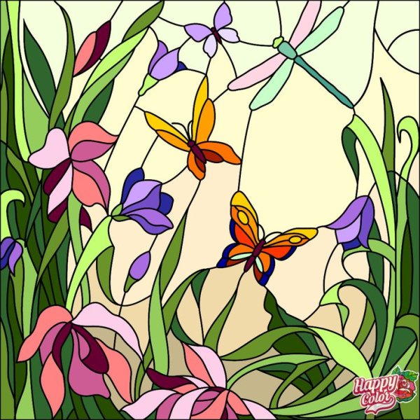 Витраж цветы