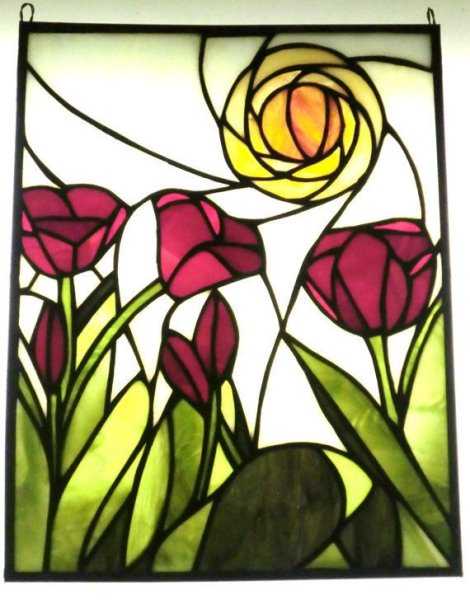 Цветной витраж цветы