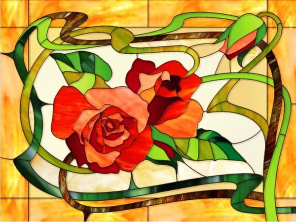 Витраж Тиффани роза