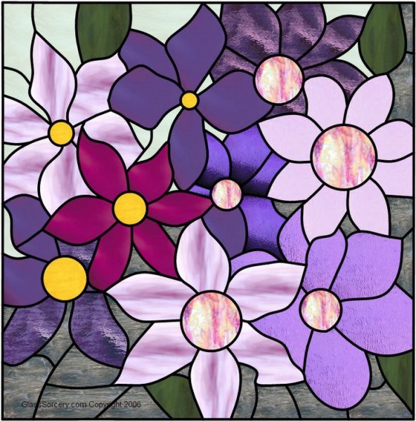 Витраж цветы легкий
