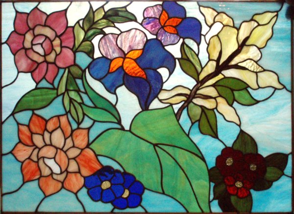 Витраж рисунок цветы