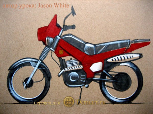Мотоцикл Ява карандашом