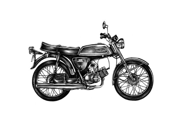 Мотоцикл Ява карандашом