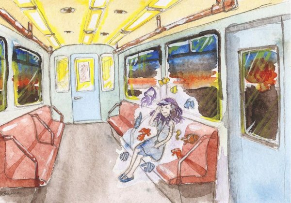 Внутри автобуса иллюстрация