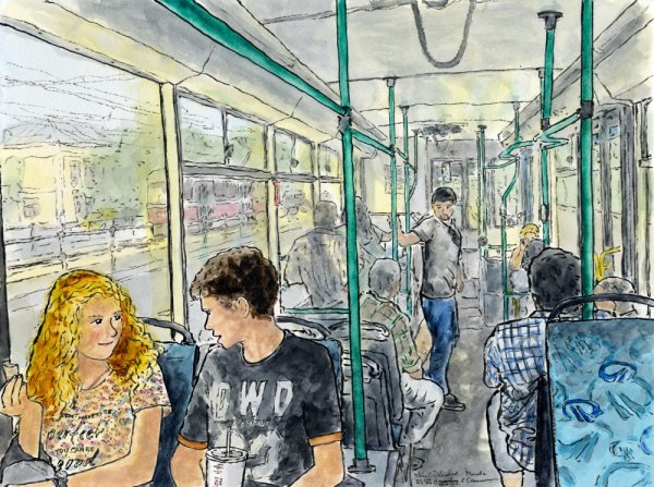 Люди в троллейбусе