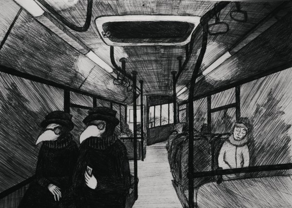 Мрачные люди в автобусе