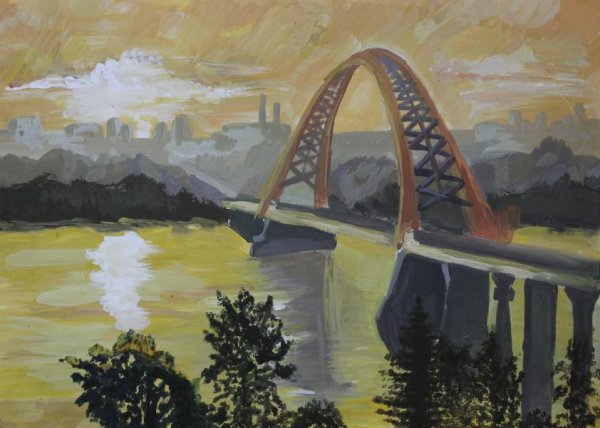 Бугринский мост Новосибирск рисунок