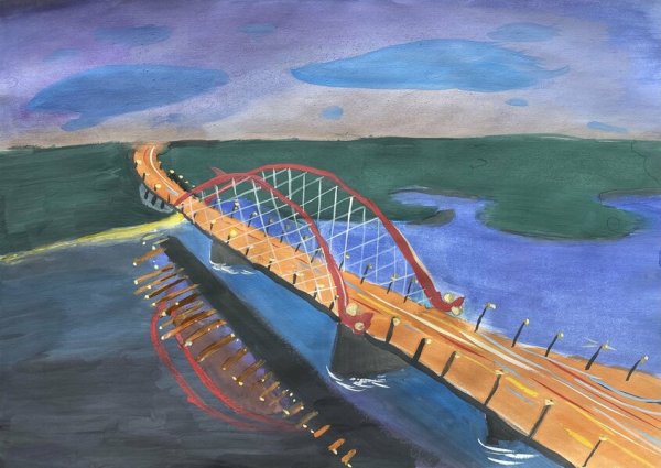 Бугринский мост Новосибирск рисунок