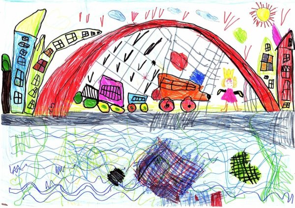 Бугринский мост Новосибирск рисунок