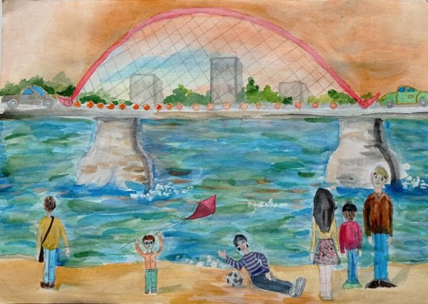 Мост Новосибирск рисунок