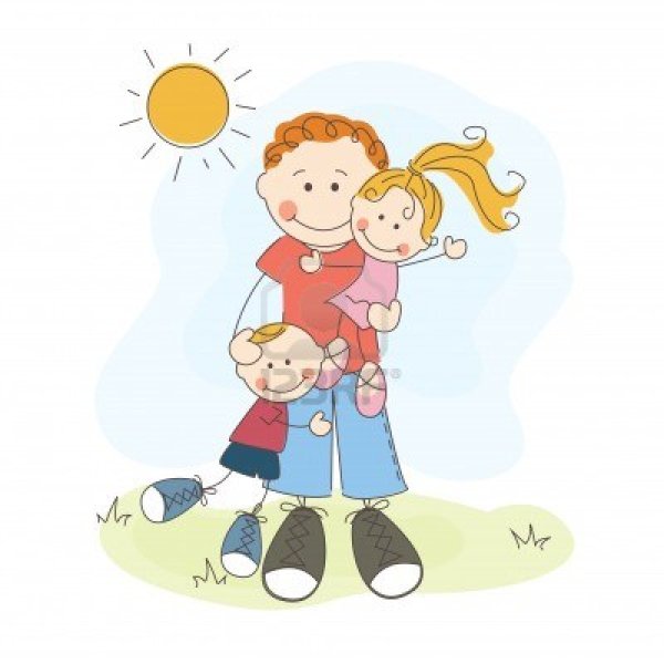 Папа с сыном и дочкой рисунок