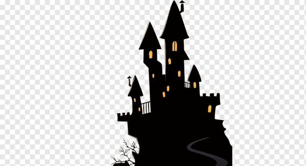 Замок ведьмы на белом фоне