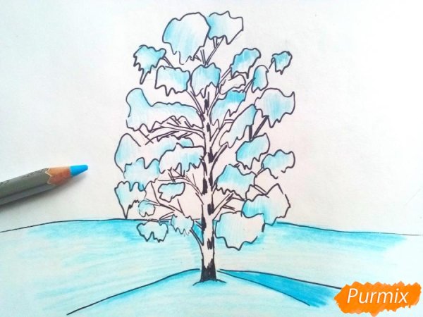 Рисование белая береза
