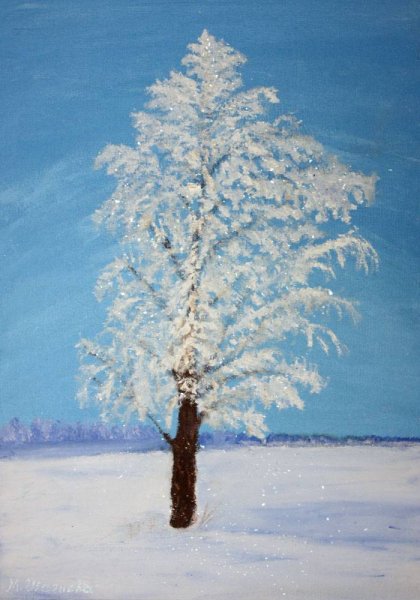 Зима акварель