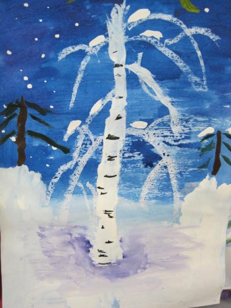 Береза зимой на прозрачном фоне