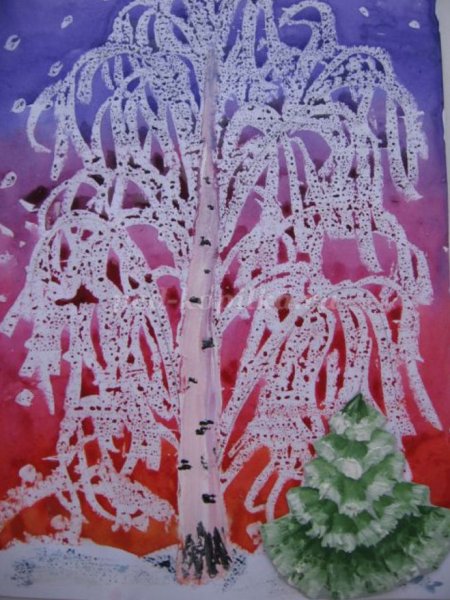 Занятие:«деревья в инее» (Комарова т.с., с.91)