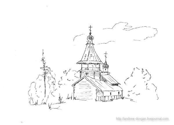 Карельская изба рисунок