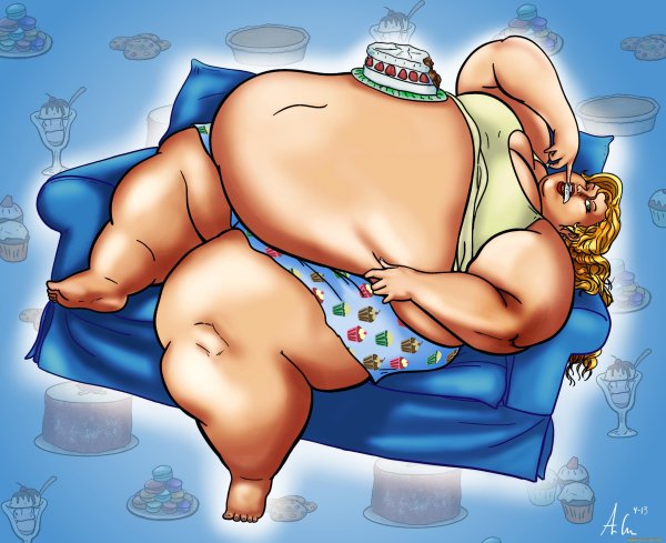 Толстая женщина карикатура