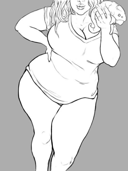 Набросок с полной женщина