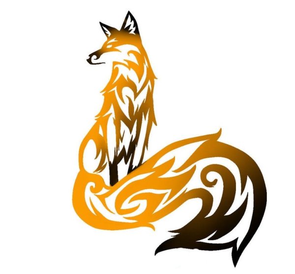 Лисица тату эскиз трайбл