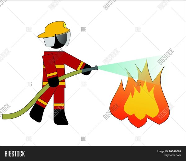 Тушение пожара на белом фоне