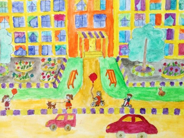 Нарисовать двор