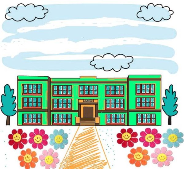 Рисование для детей здание школы