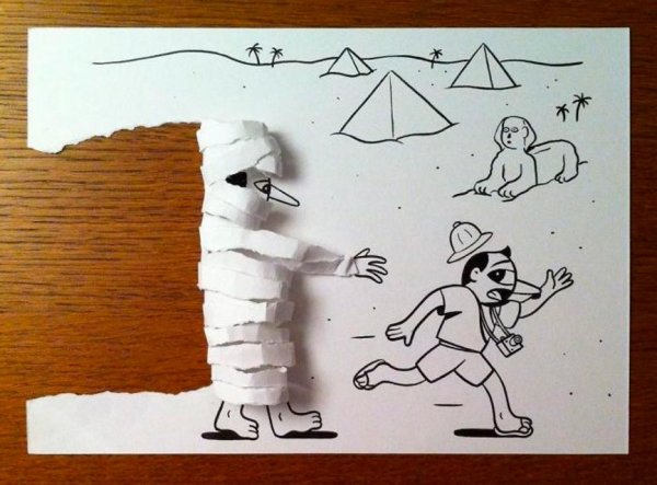 Креативные рисунки на листе бумаги