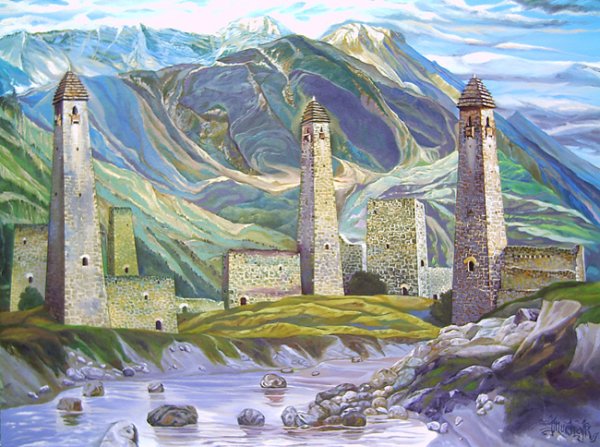 Горы Кавказа Ингушетия живопись