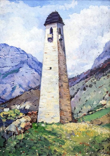 Вайнахские башни Чечни рисунок