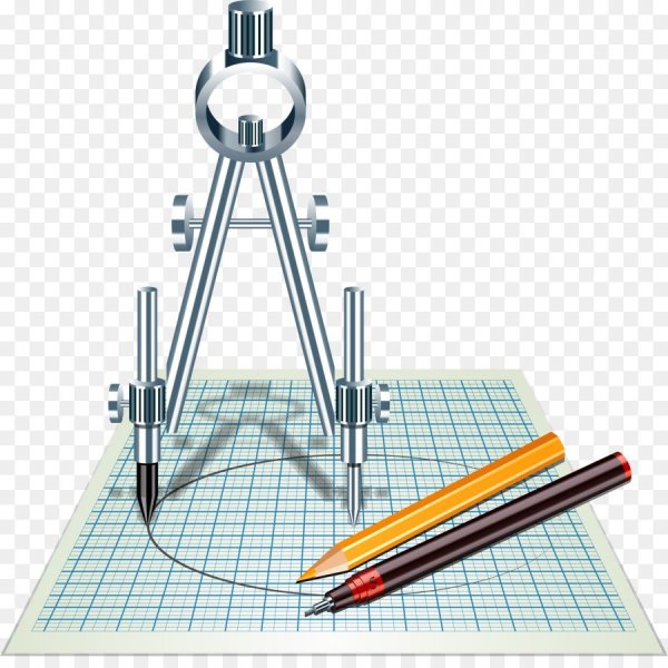 Чертежные принадлежности на прозрачном фоне