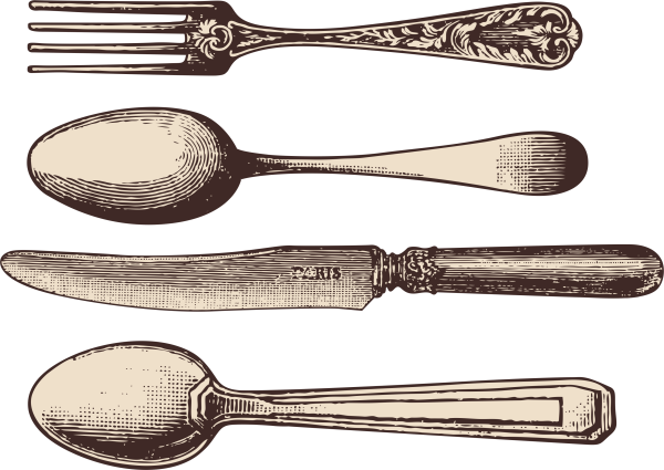 Столовые приборы на прозрачном фоне