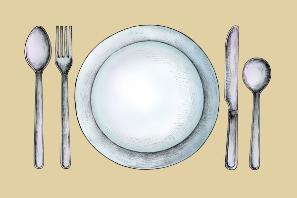 Посуда и столовые приборы рисуем