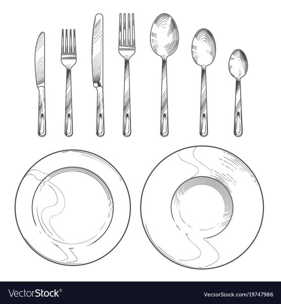 Набросок ложки и вилки