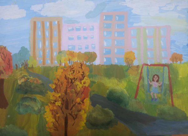 Осень во дворе рисунки