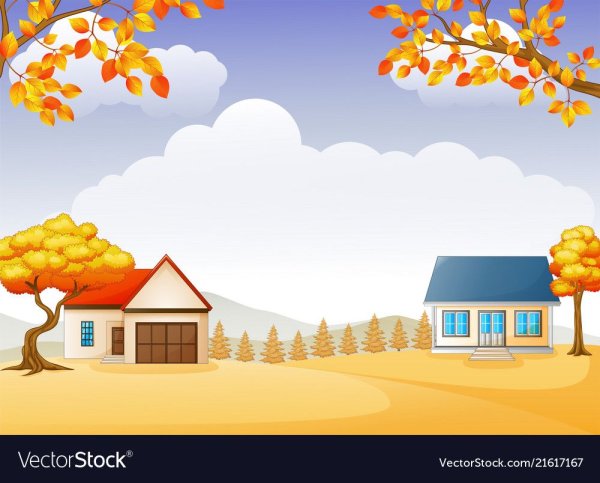 Дом осенью вектор