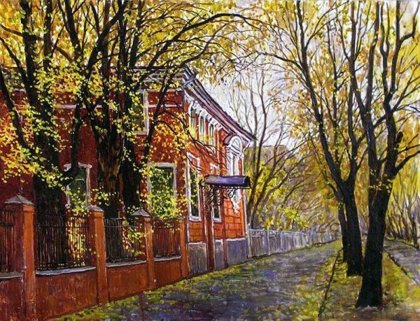 Осень, переулок. Художник Владимир Качанов.