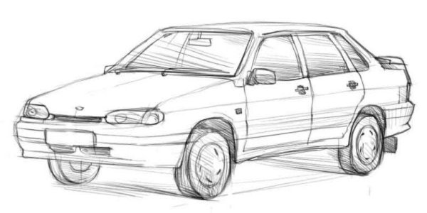 ВАЗ 2115 нарисовать сбоку