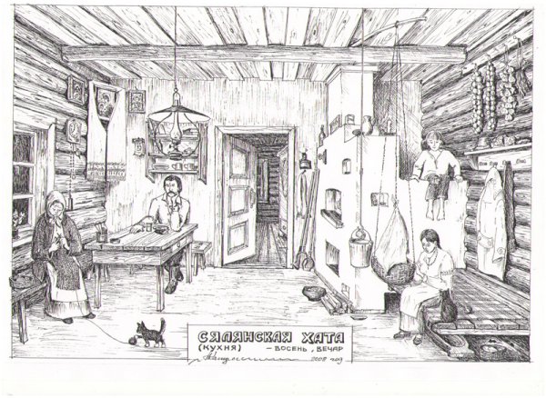 Изба внутри раскраска