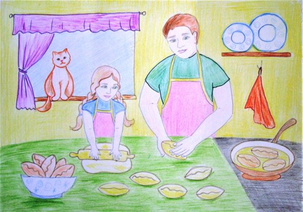 Рисунок помогаю маме