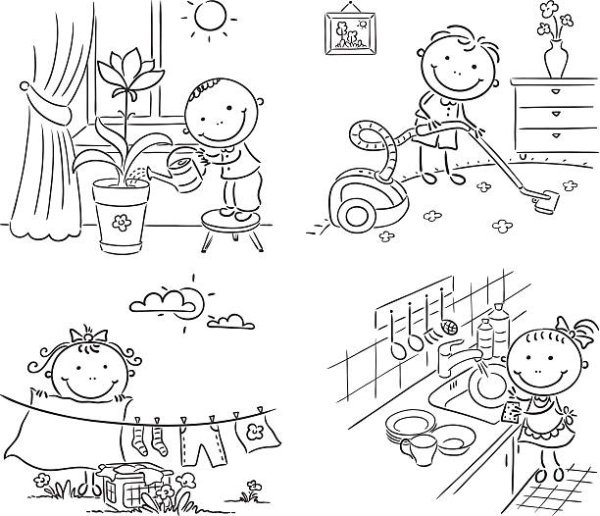 Ребенок помогает маме рисунок