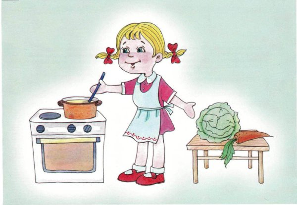 Раскраска мама на кухне для детей