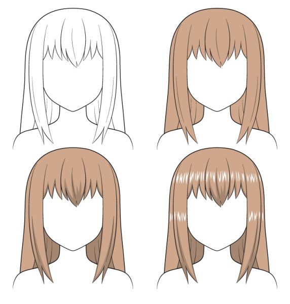 Аниме шейдинг волос