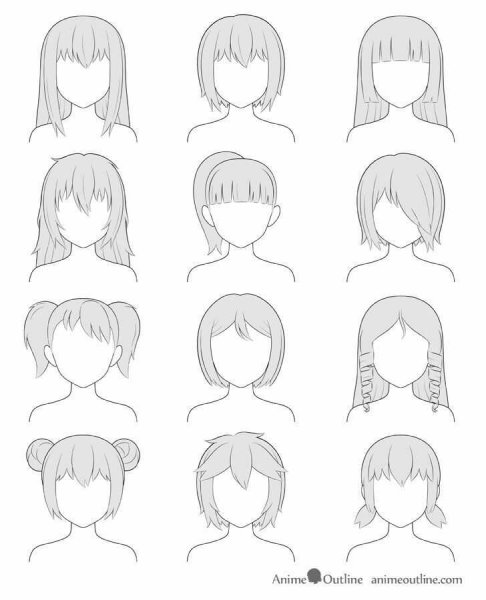 Причёски для рисования аниме