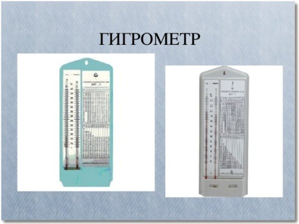 Рисунок гигрометра и психрометра с подписями