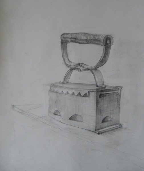 Старинный утюг карандашом