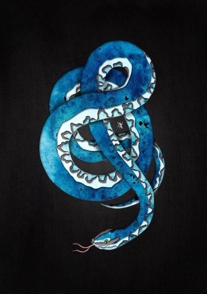 Синяя змея арт