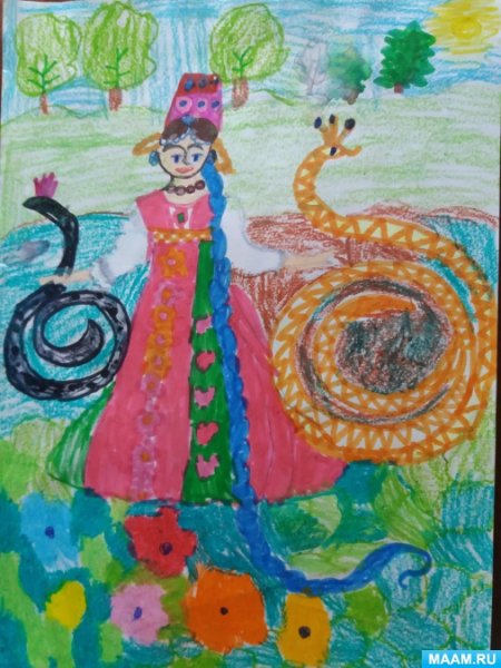 Голубая змейка Бажов нарисовать