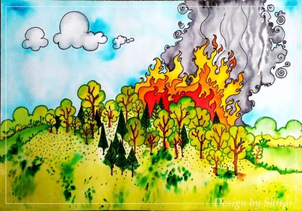 Рисунок горящего леса